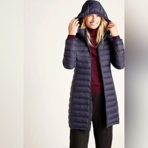 NWT Quince Long Quilted Puffer Coat - Navy Small